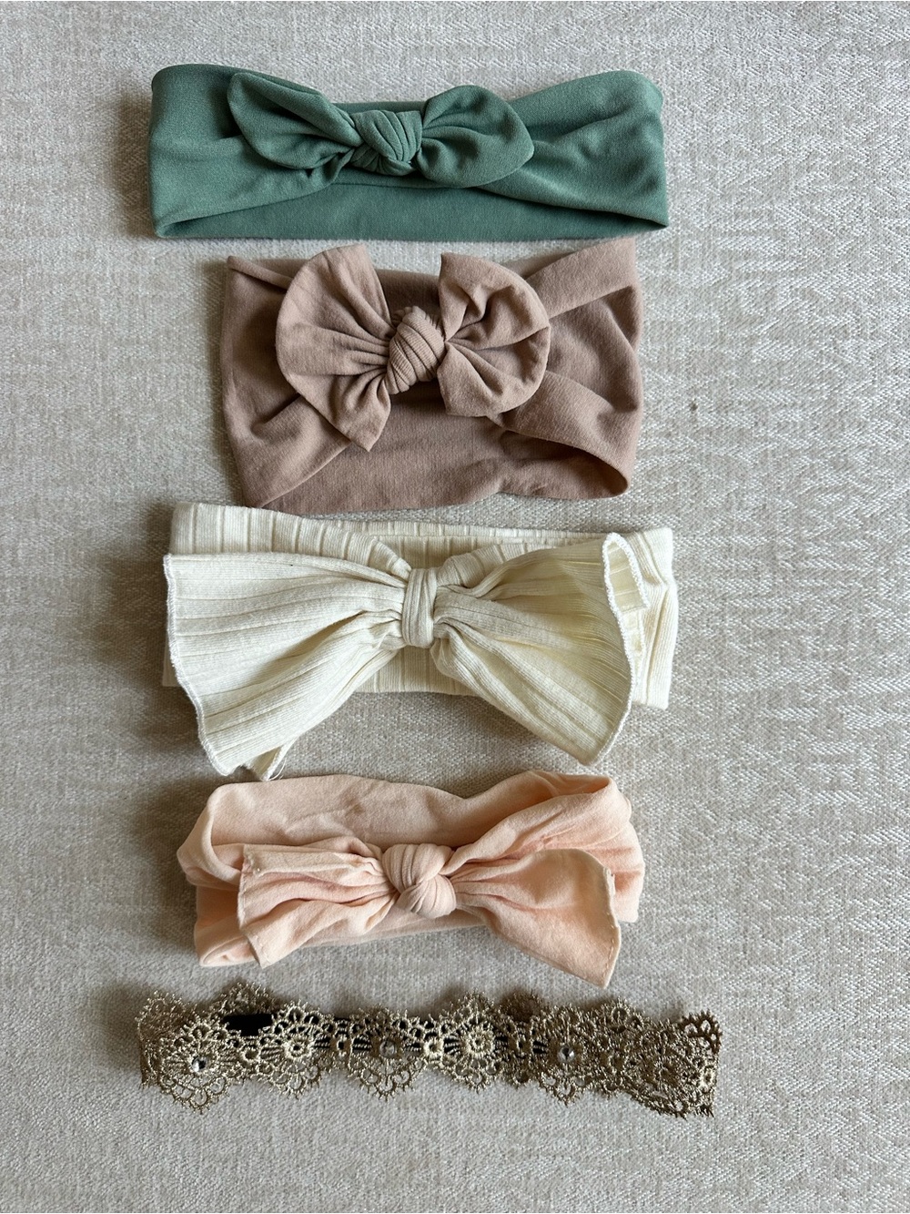 Baby Girl Soft Knot Headbands - Green, Brown, Cream, Peach, Gold
